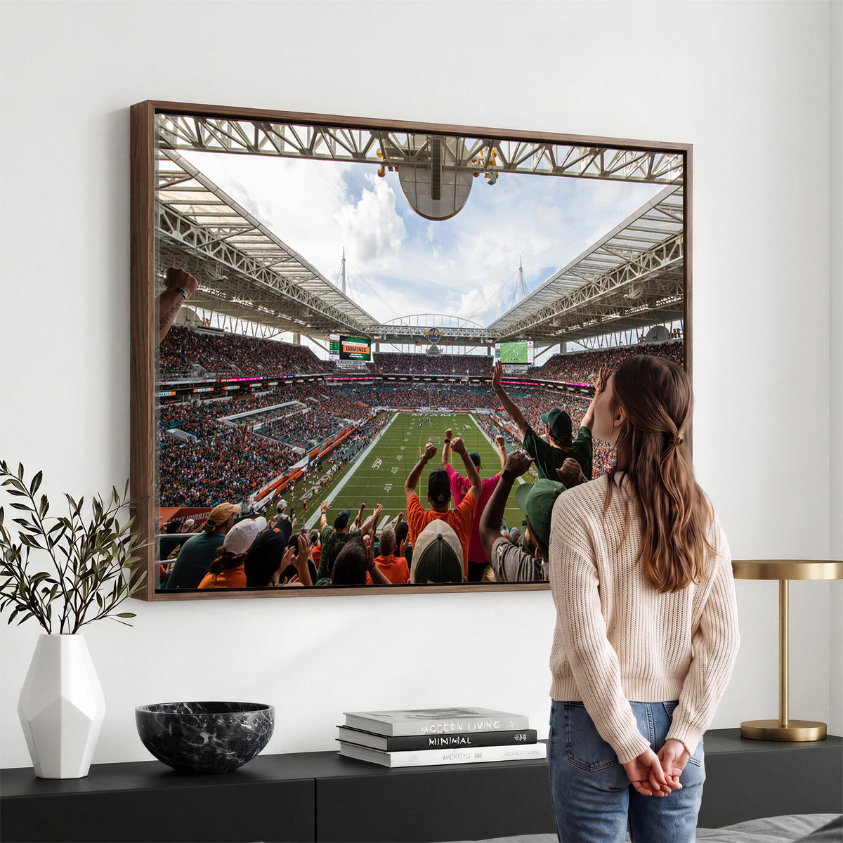 66239-PAN-FL-20X10 - Miami Hurricanes Football Team Wall Art Print - Miami Hard Rock Stadium Wall Art Canvas Print