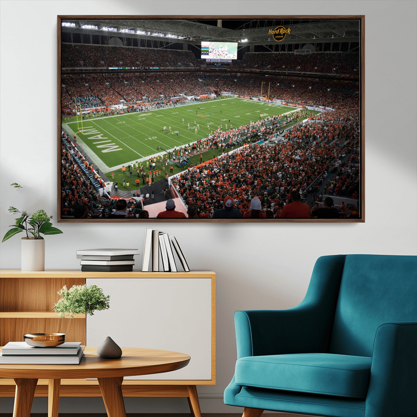 33698-MGV-CV-36X24-Miami Hurricanes Football Team Print Canvas- Miami Hard Rock Stadium Wall Art Canvas Print