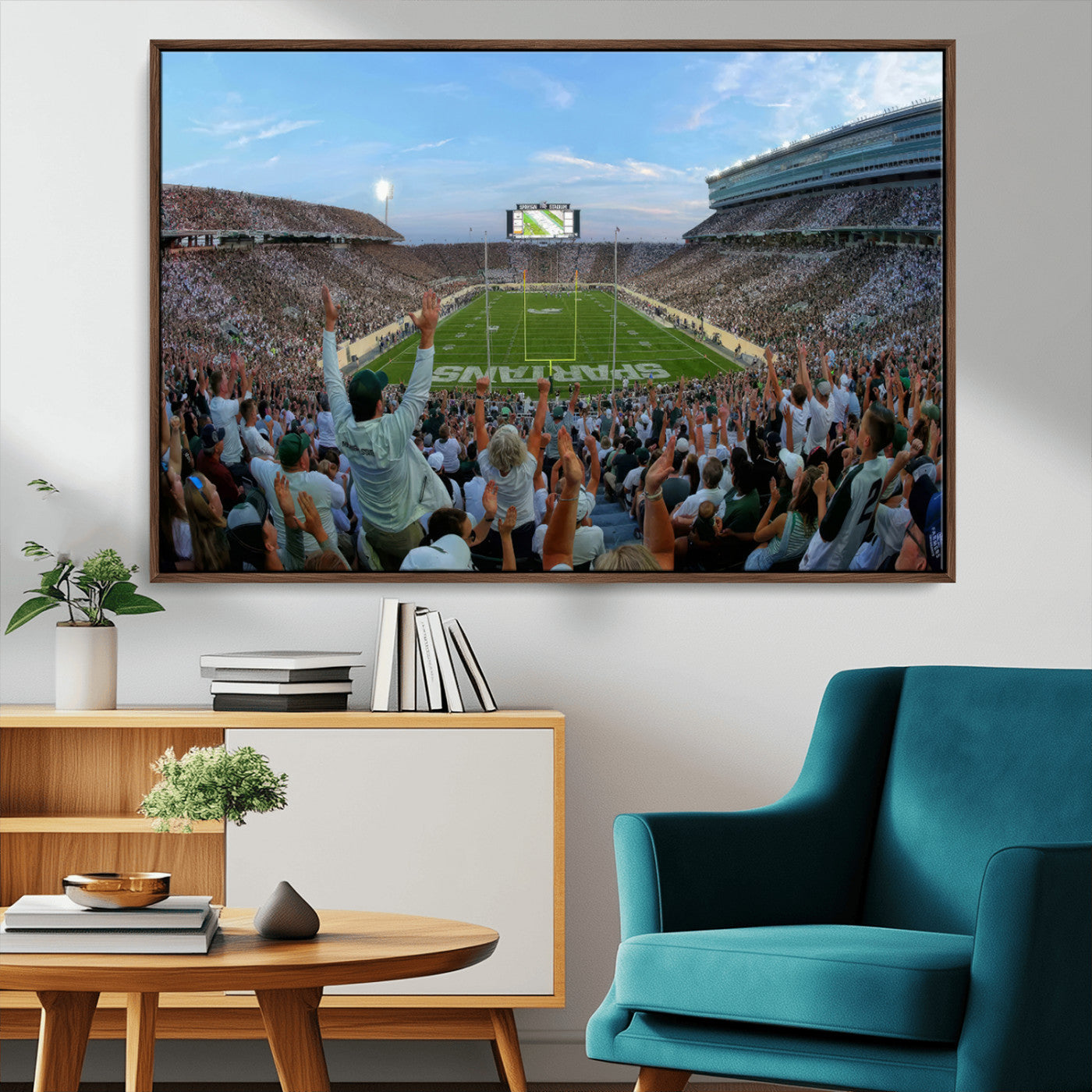 -Michigan State Spartans Football Team Art Print - East Lansing Spartan Stadium Wall Art Canvas Print