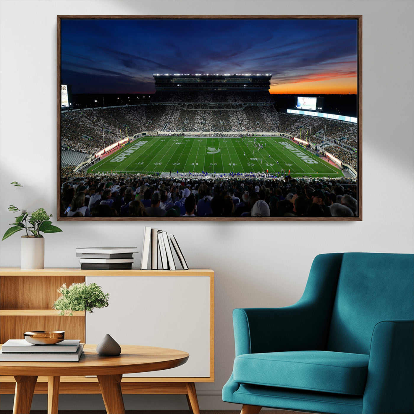49074-MGV-CV-36X24-Michigan State Spartans Football Team Print - East Lansing Spartan Stadium Canvas Print