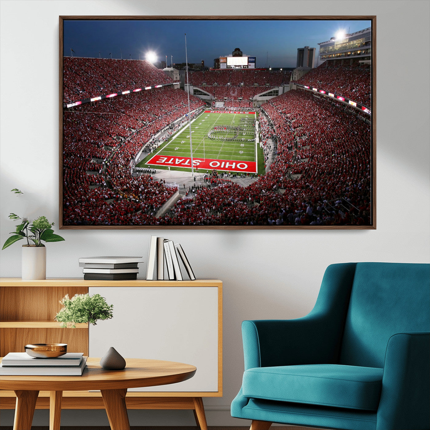 98743-MGV-CV-36X24-Ohio State University Buckeyes Football Team Print - Columbus Ohio Stadium Wall Art Canvas Print