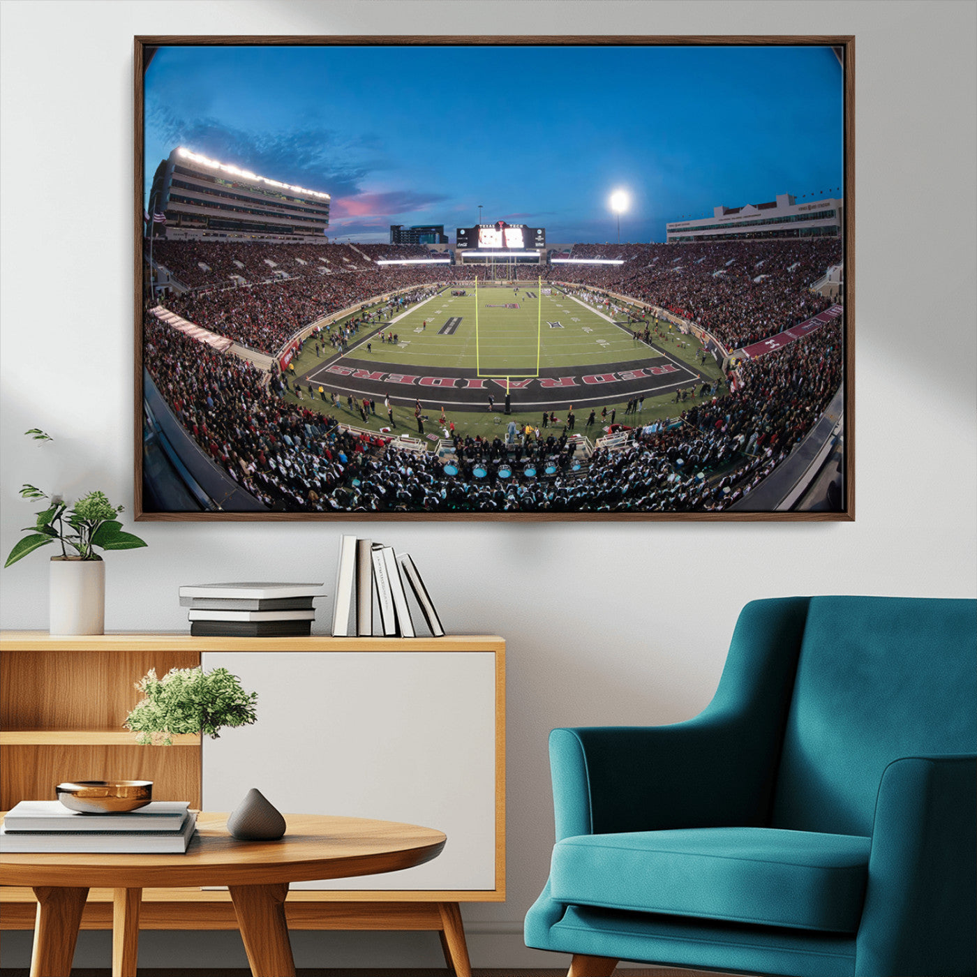 60763-MGV-CV-36X24-Texas Tech Red Raiders Canvas, Framed Football Team Print - Lubbock Jones AT&T Stadium Wall Art