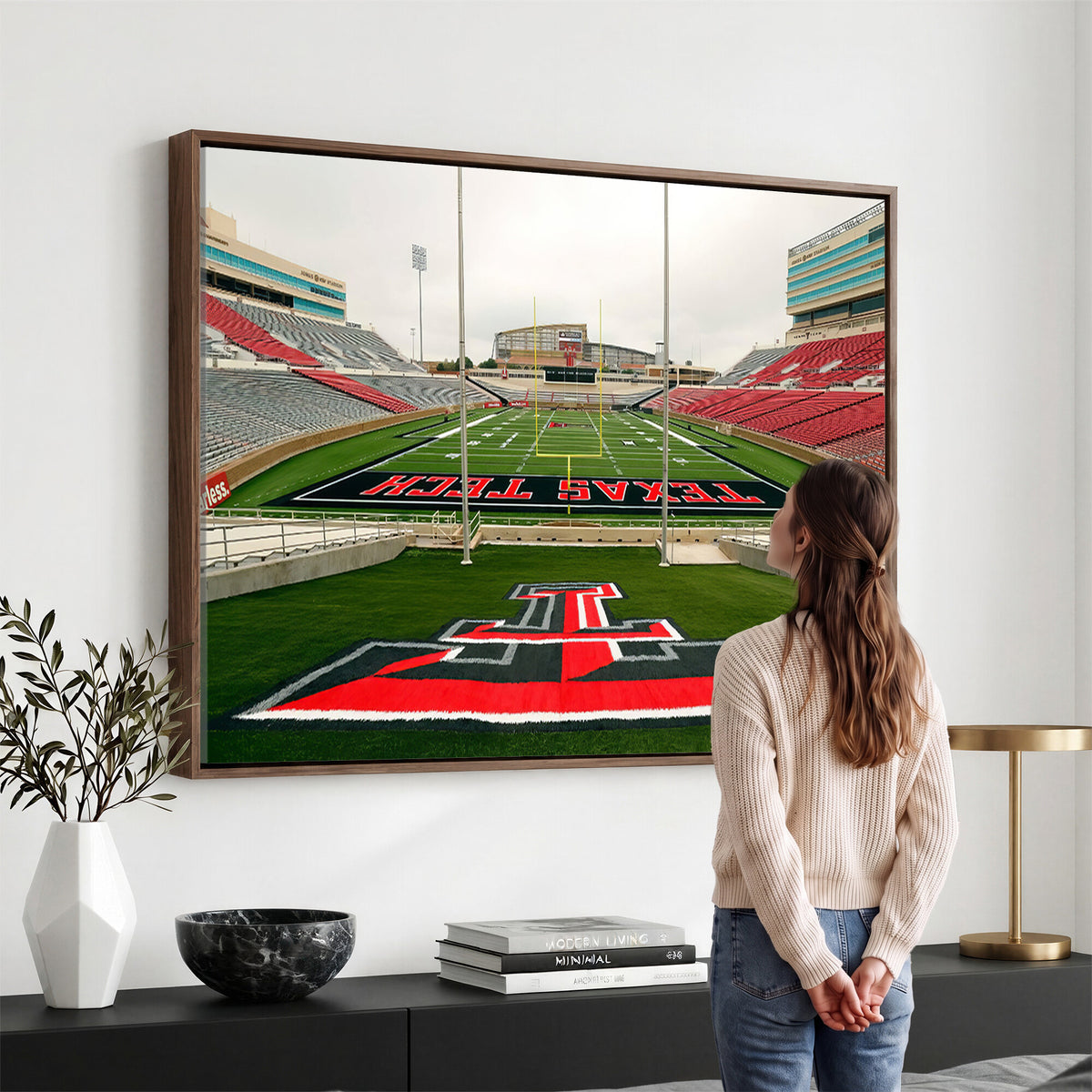 43169-PAN-FL-20X10 - Texas Tech Red Raiders Football Team Print - Lubbock Jones AT&T Stadium Wall Art Canvas Print