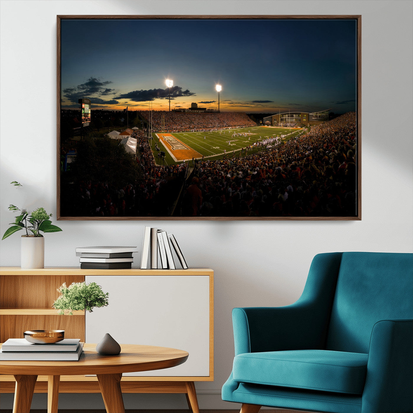 15980-MGV-CV-36X24-Ball State Cardinals Football Team Print - Muncie Scheumann Stadium Wall Art Canvas Print