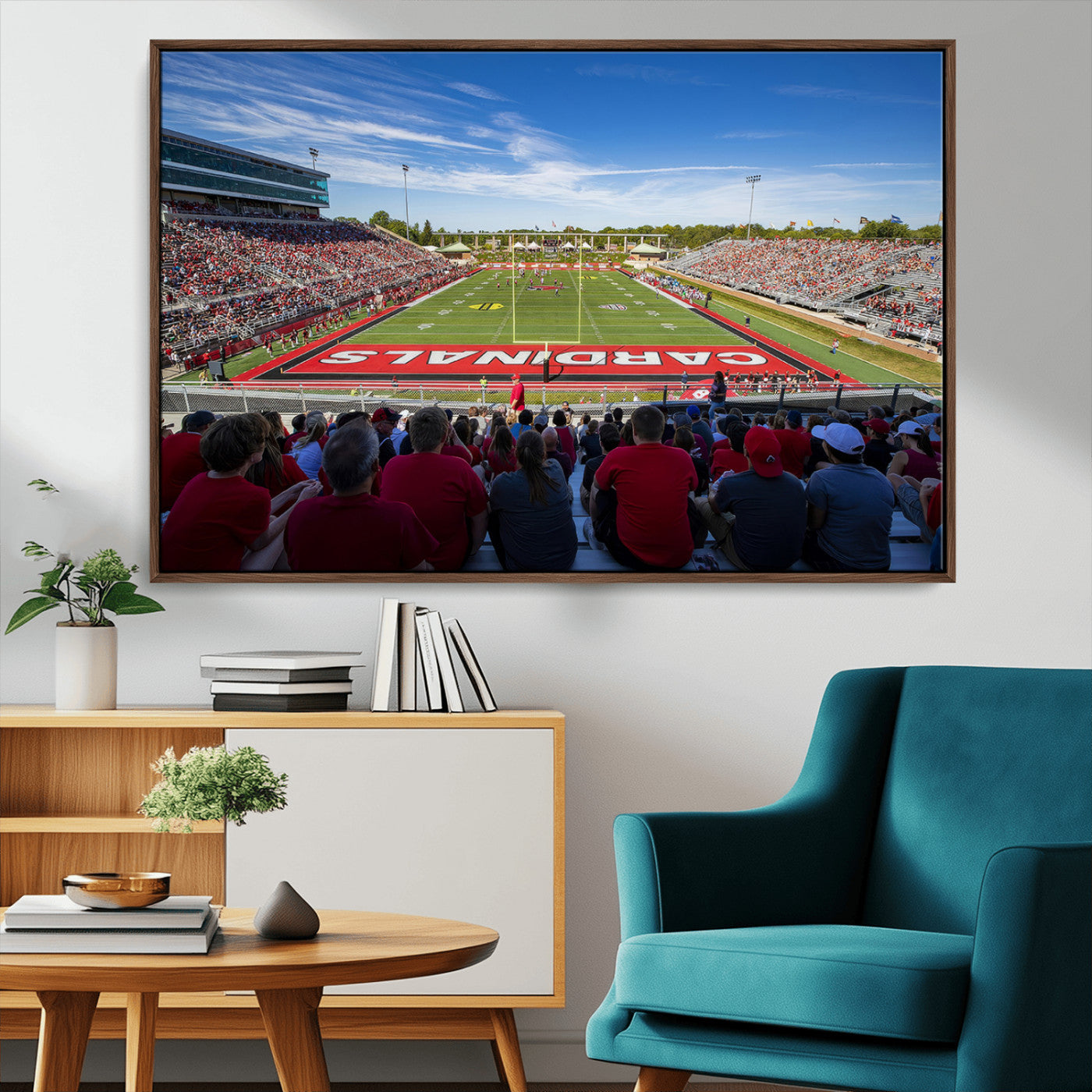 71475-MGV-CV-36X24-Ball State Cardinals Football Team Print - Muncie Scheumann Stadium Wall Art Canvas Print