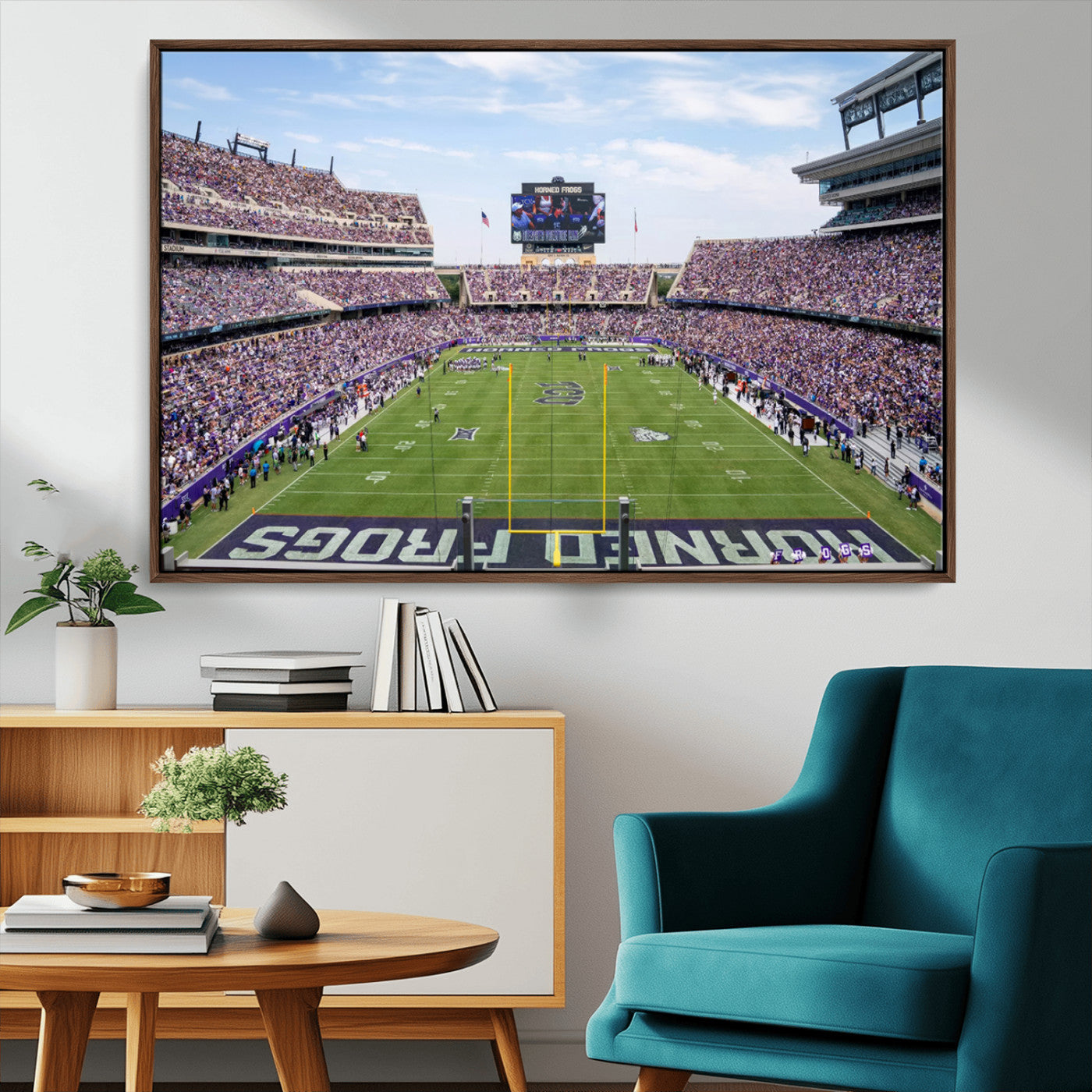 27650-MGV-CV-36X24-TCU Horned Frogs Football Team Print - Fort Worth Amon G. Carter Stadium Wall Art Canvas Print