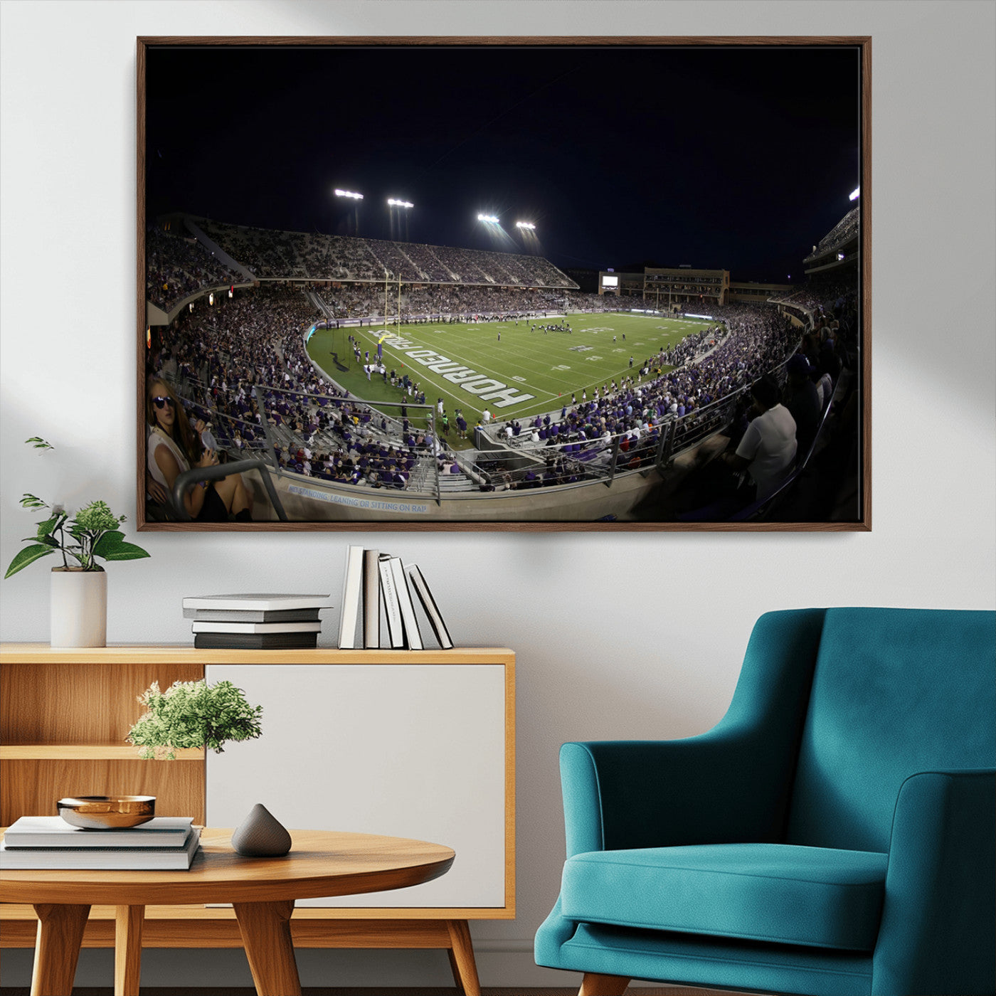59222-MGV-CV-36X24-TCU Horned Frogs Football Team Print - Fort Worth Amon G. Carter Stadium Wall Art Canvas Print.