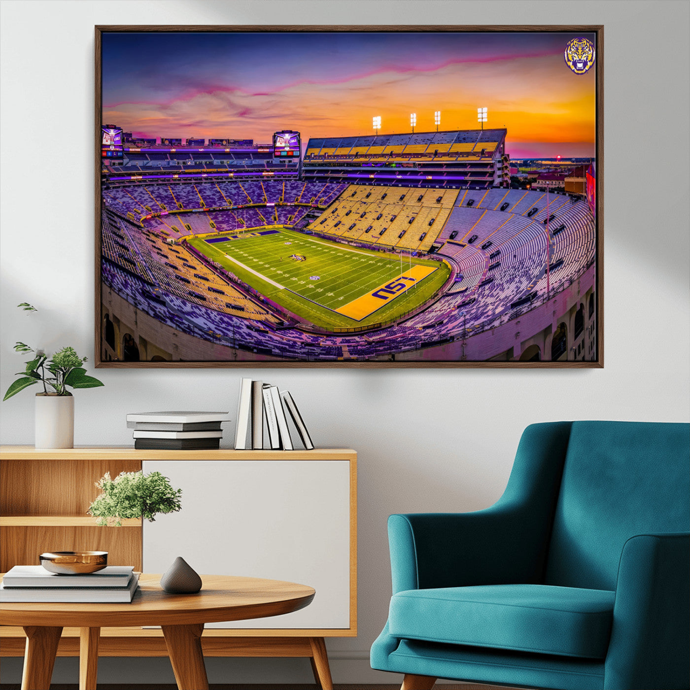 93538-MGV-CV-36X24-The Louisiana State University Tigers Football Team Print - Baton Rouge Tiger Stadium Wall Art