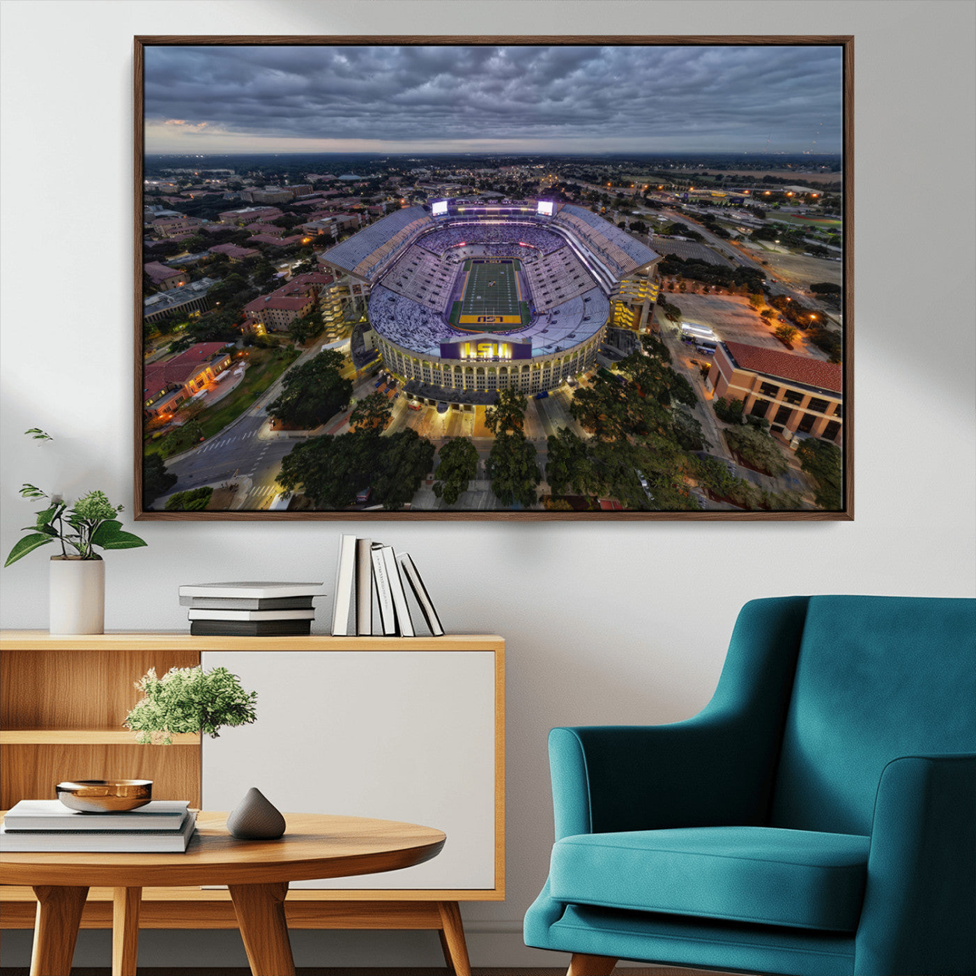 77405-MGV-CV-36X24-The Louisiana State University Tigers Football Team Print - Baton Rouge Tiger Stadium Wall Art
