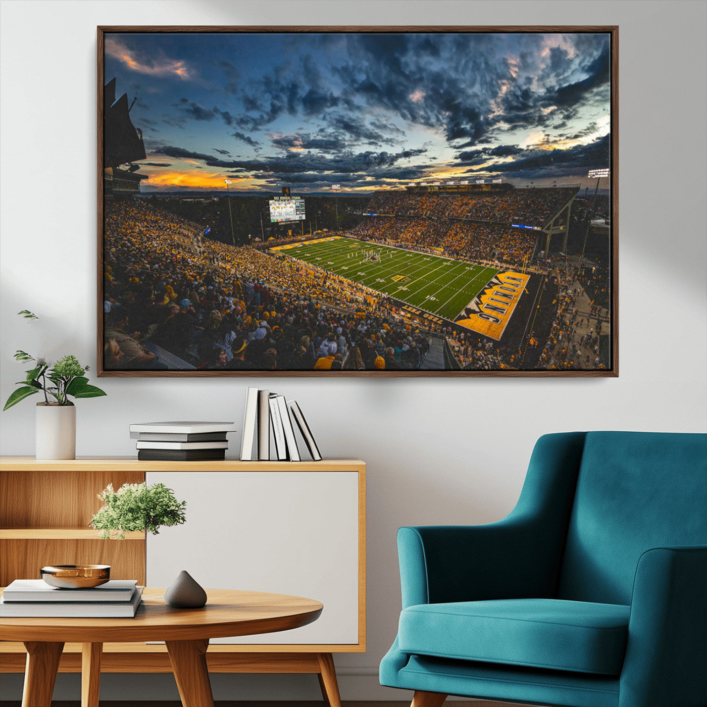 41879-MGV-CV-36X24-University of Wyoming Cowboys Football Team Print - Laramie War Memorial Stadium Wall Art Canvas