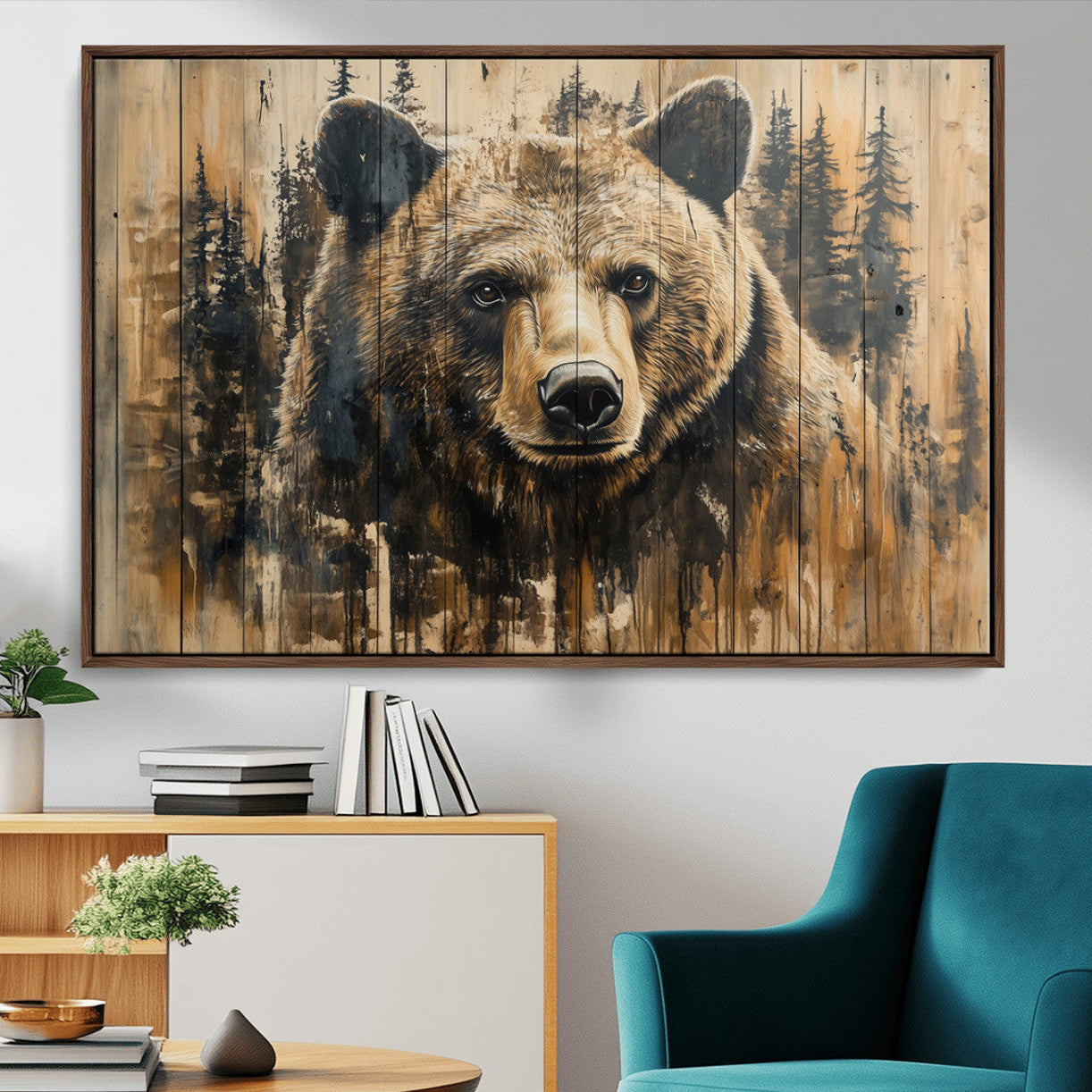 41362-MGV-CV-36X24-Majestic Grizzly 399 Bear Wall Art | 3-Panel Rustic Canvas Print for Living Room, Office, or Cabin