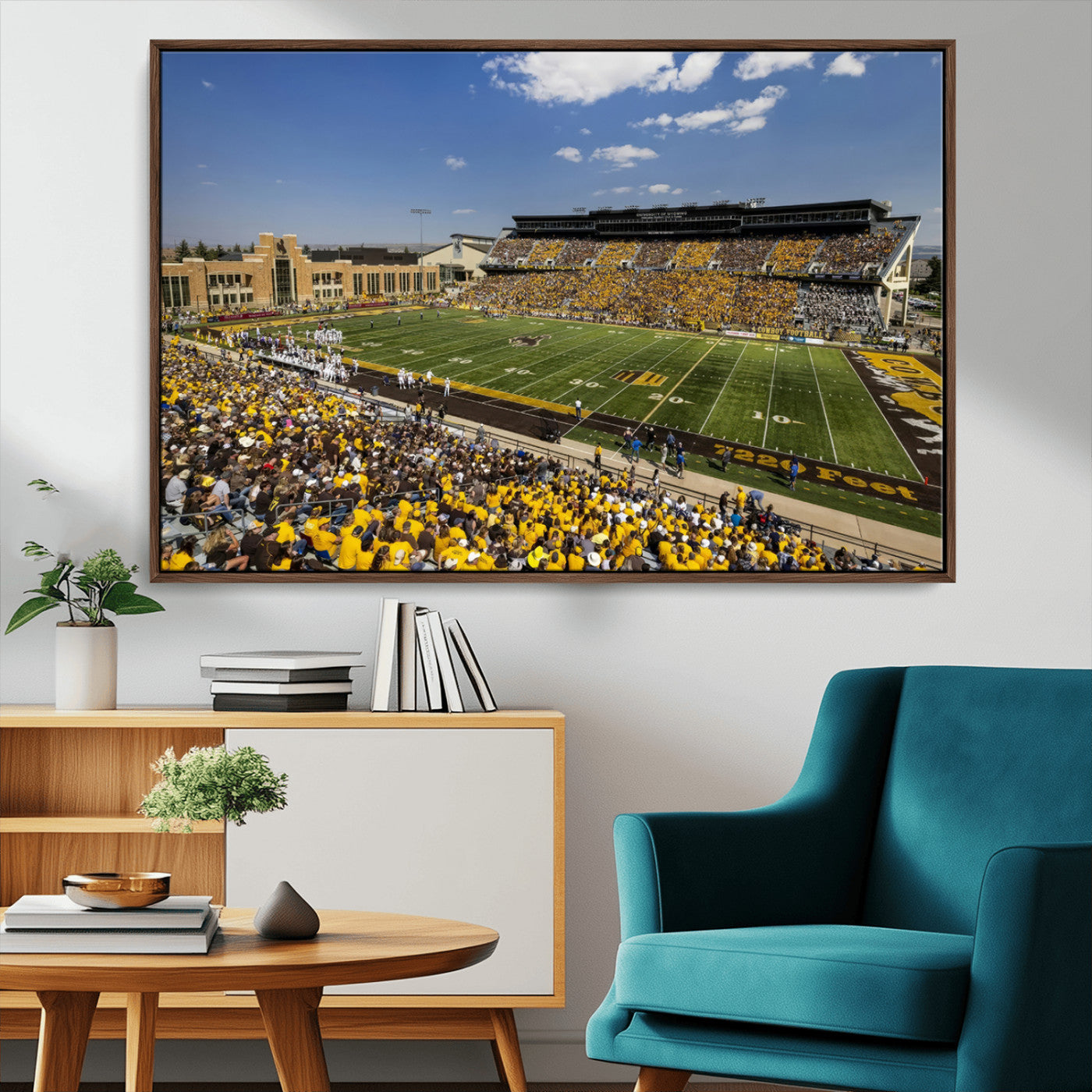 75112-MGV-CV-36X24-University of Wyoming Cowboys Football Team Print - Laramie Jonah Field War Memorial Stadium Wall
