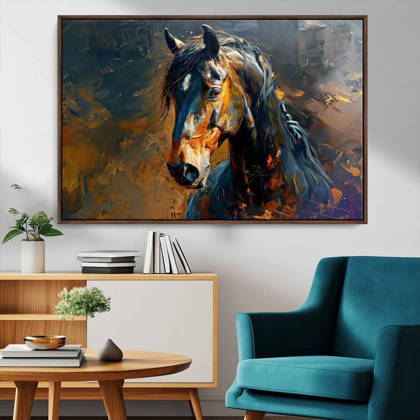29909-MGV-CV-36X24-Abstract Horse Wall Art Canvas Print | Farmhouse Wall Decor | Western Cabin Art | Rustic Horse Decor