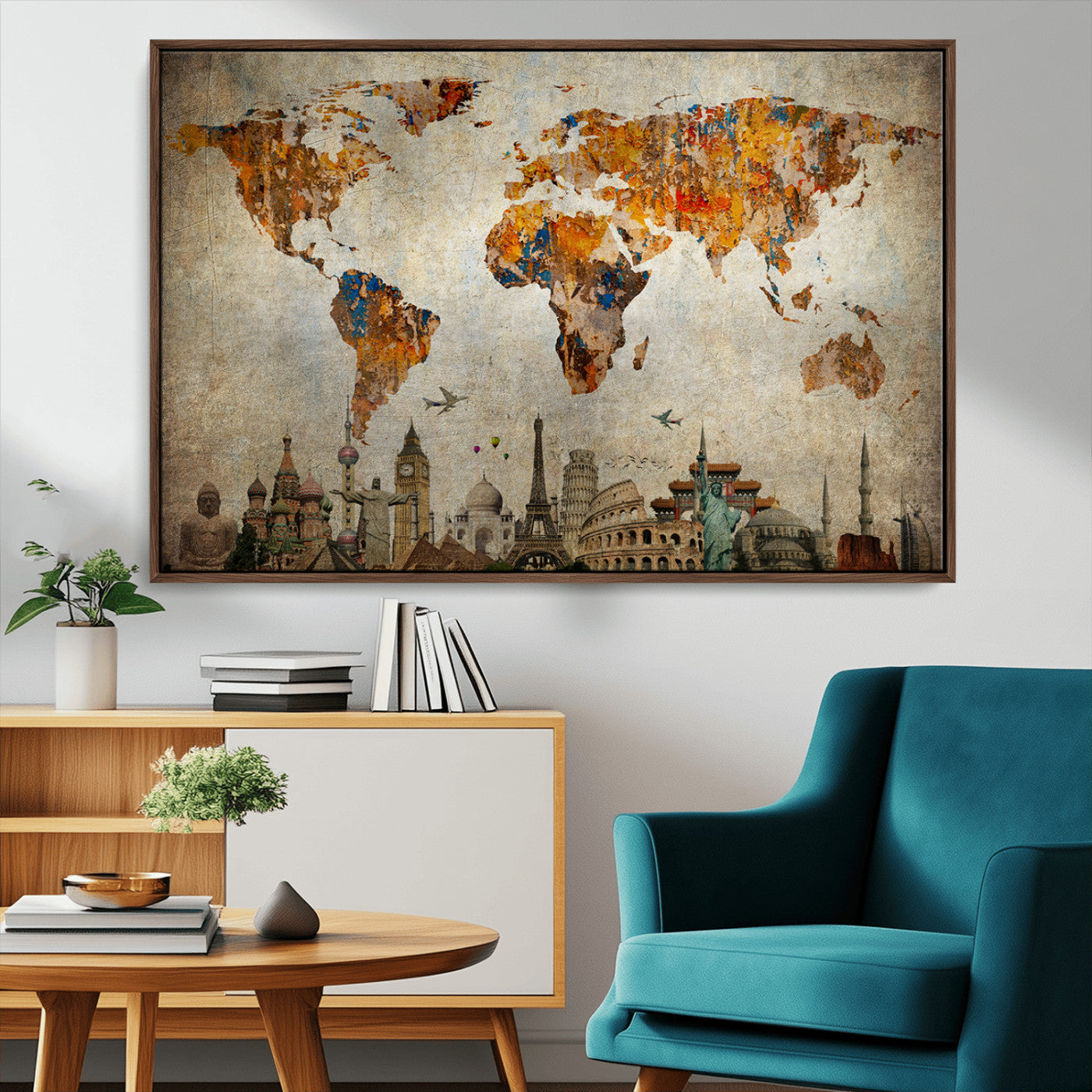 54918-MGV-CV-36X24-Push Pin World Map Canvas Print – Travel Tracker Wall Art for Couples, Perfect Anniversary Gift for Home or Office Decor