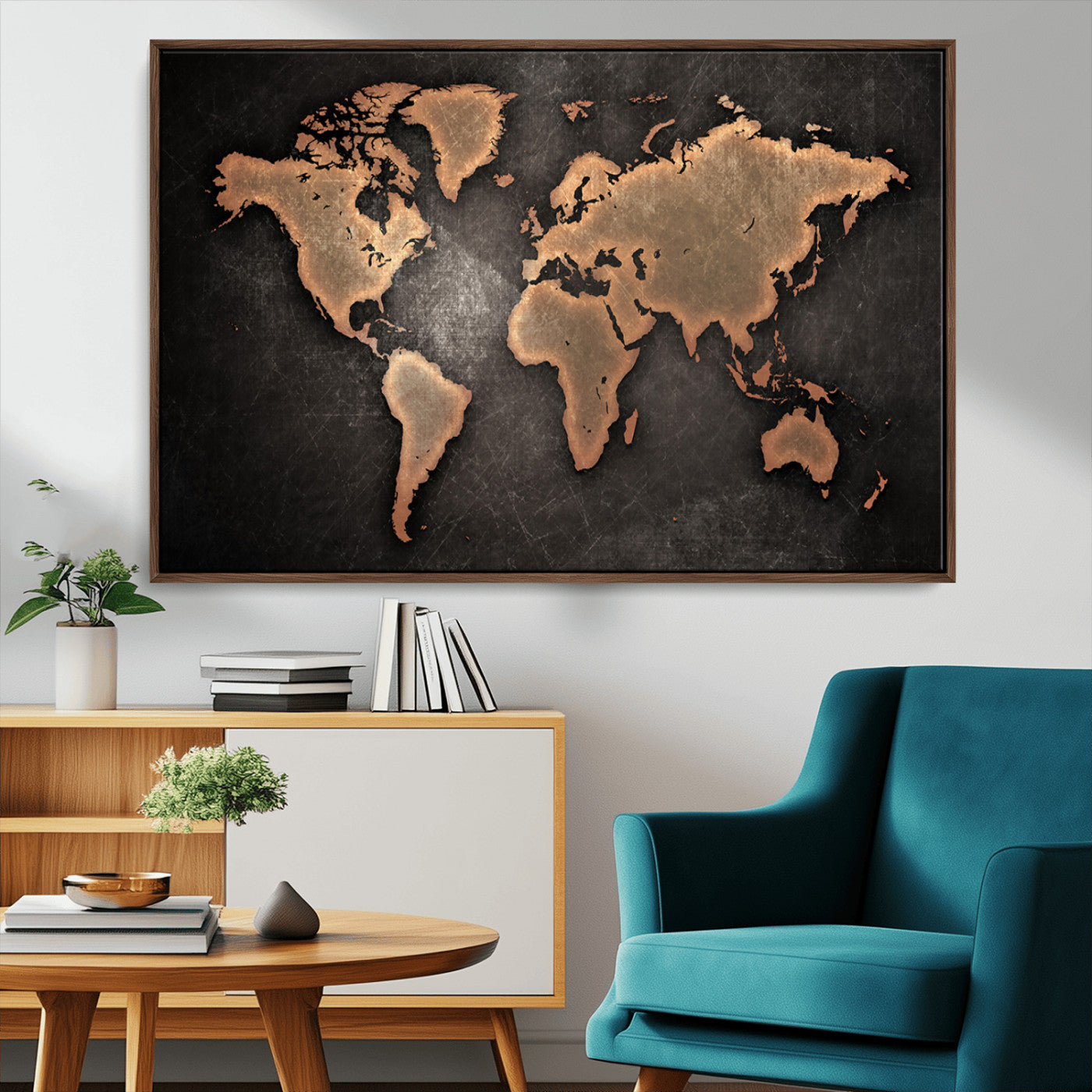 33739-MGV-CV-36X24-Push Pin World Map Canvas Print – Framed Travel Map Wall Art for Couples, Anniversary Gift, Modern Home or Office Decor