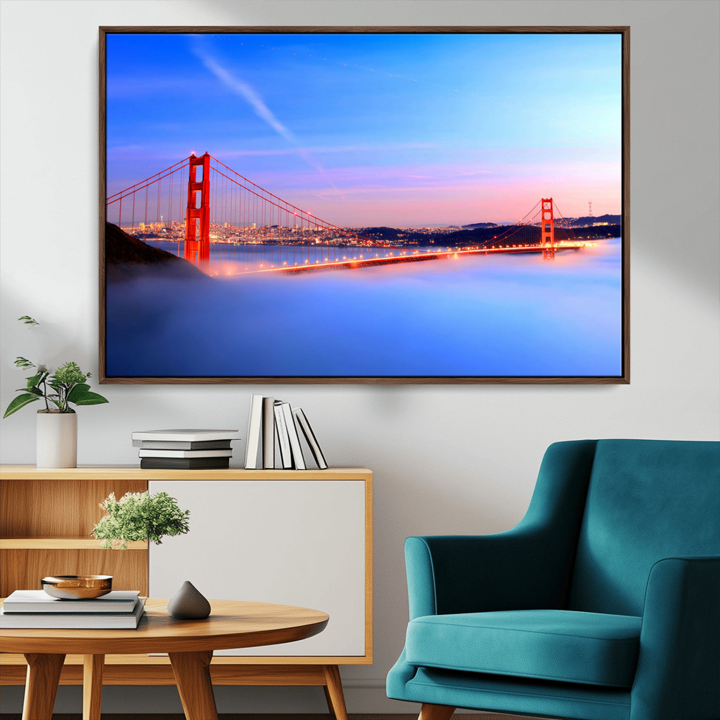 MGV-FC-36X24 - Golden Gate Bridge Wall Art Print, San Francisco Sunset Canvas Wall Art, Cityscape Canvas Print for
