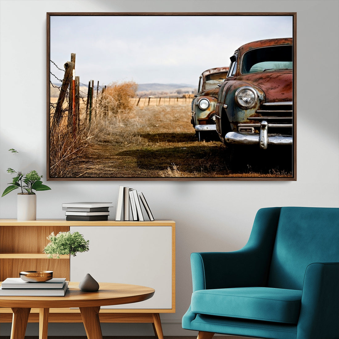 Old Rustic Classic Car Wall Art Canvas Print