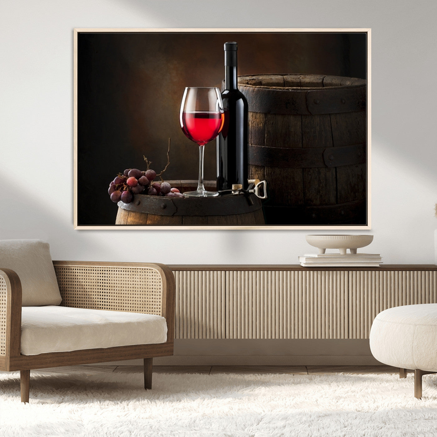 -Red Wine and Bottle Canvas Print
