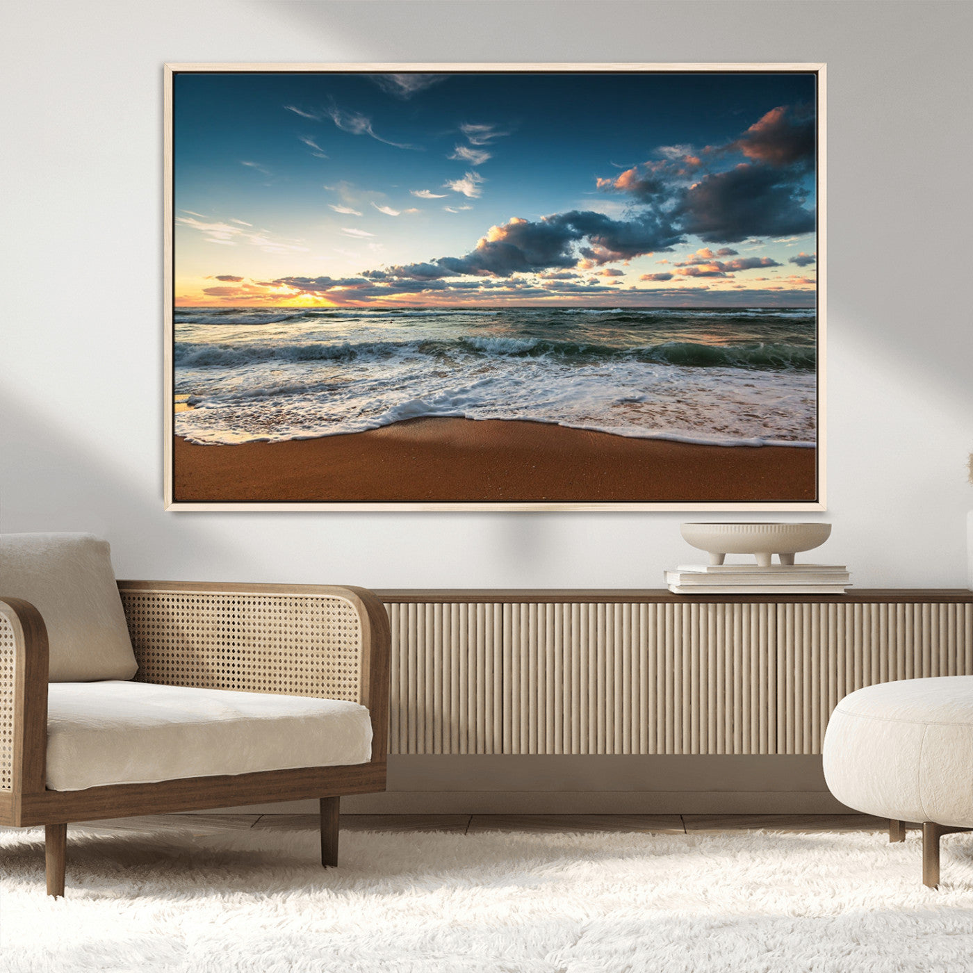 -Ocean Beach Wall Art Canvas Print Sunset Artwork Print Coastal Wall Art
