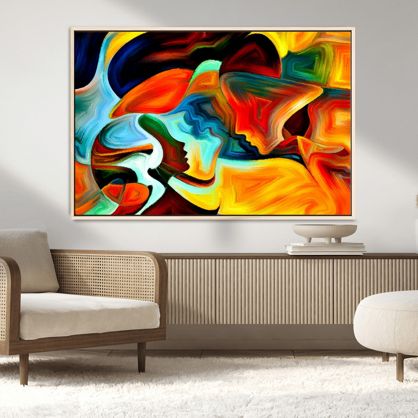 70242-MGV-CV-36X24-Human Love Figures Abstract Wall Art Canvas Print