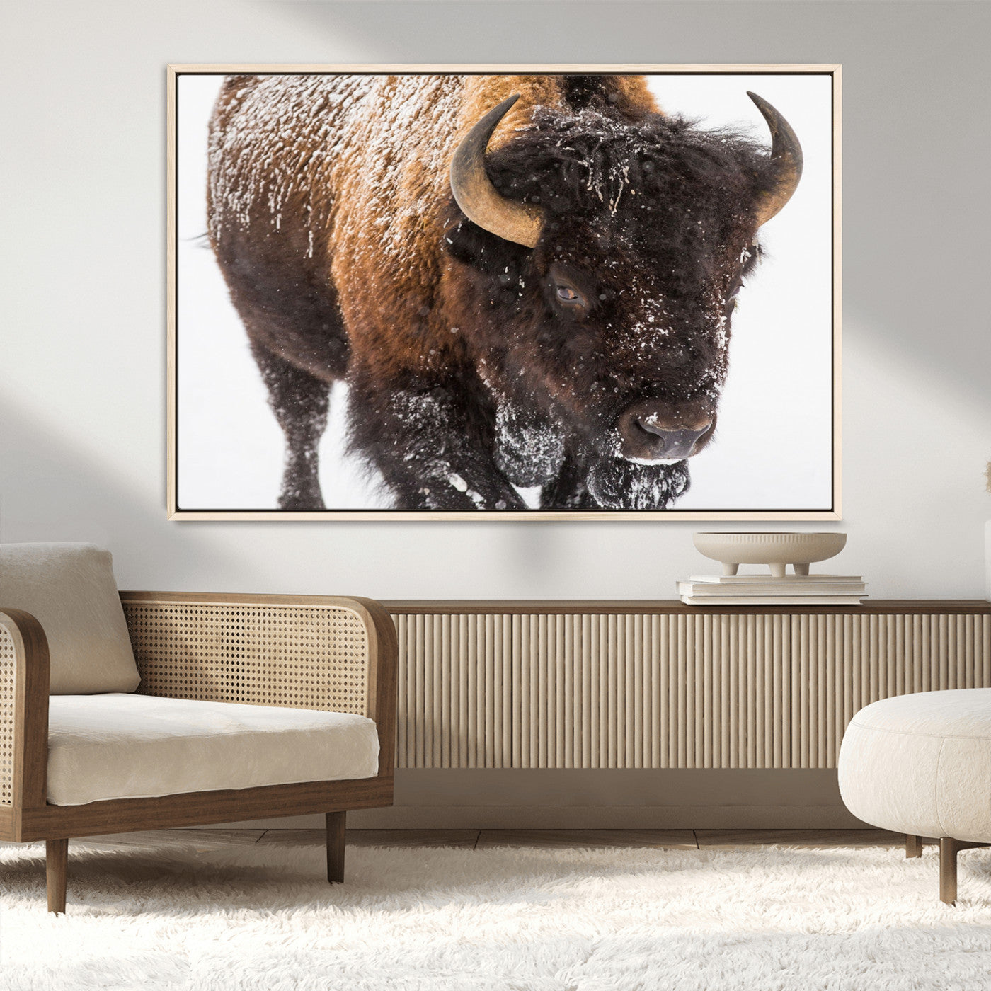65605-MGV-CV-36X24-Bison Wall Art Canvas Print For Farmhouse, Wild Animal Wall Art, Framed Wild Bison Wall Art