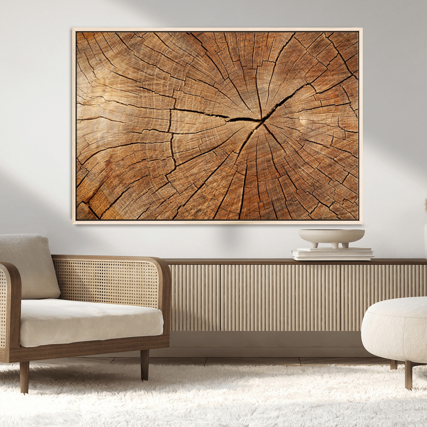 61710-MGV-CV-36X24-Tree Ring Canvas Art, Rustic Wood Grain Wall Art, Tree Slice Decor for Modern Homes, Giclee