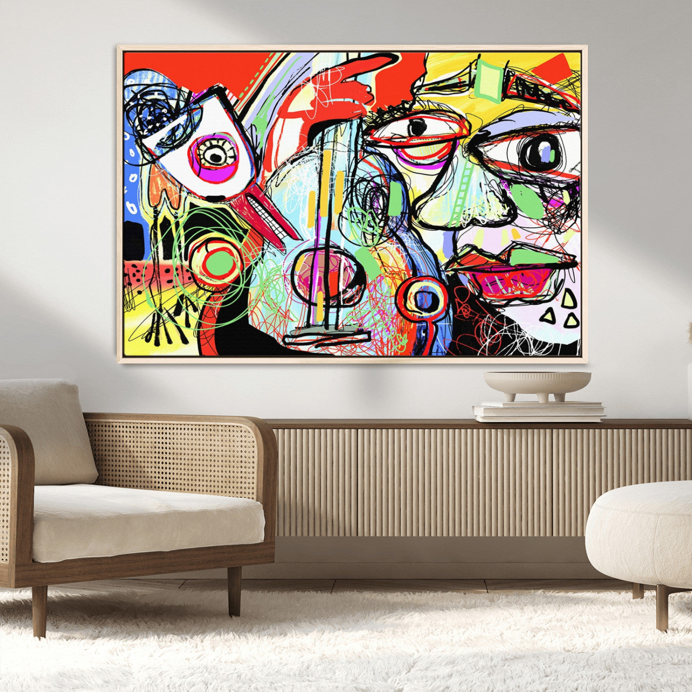 37796-MGV-FC-36X24_Natural-Picasso Style Art Abstract Canvas Wall Art Print , Colorful Abstract Artwork