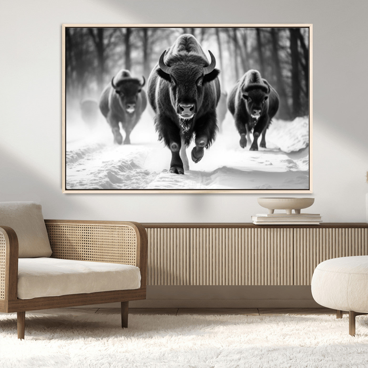 97552-MGV-CV-36X24-Buffalo Wall Art Canvas Print, Bison Family Wall Art Canvas Print