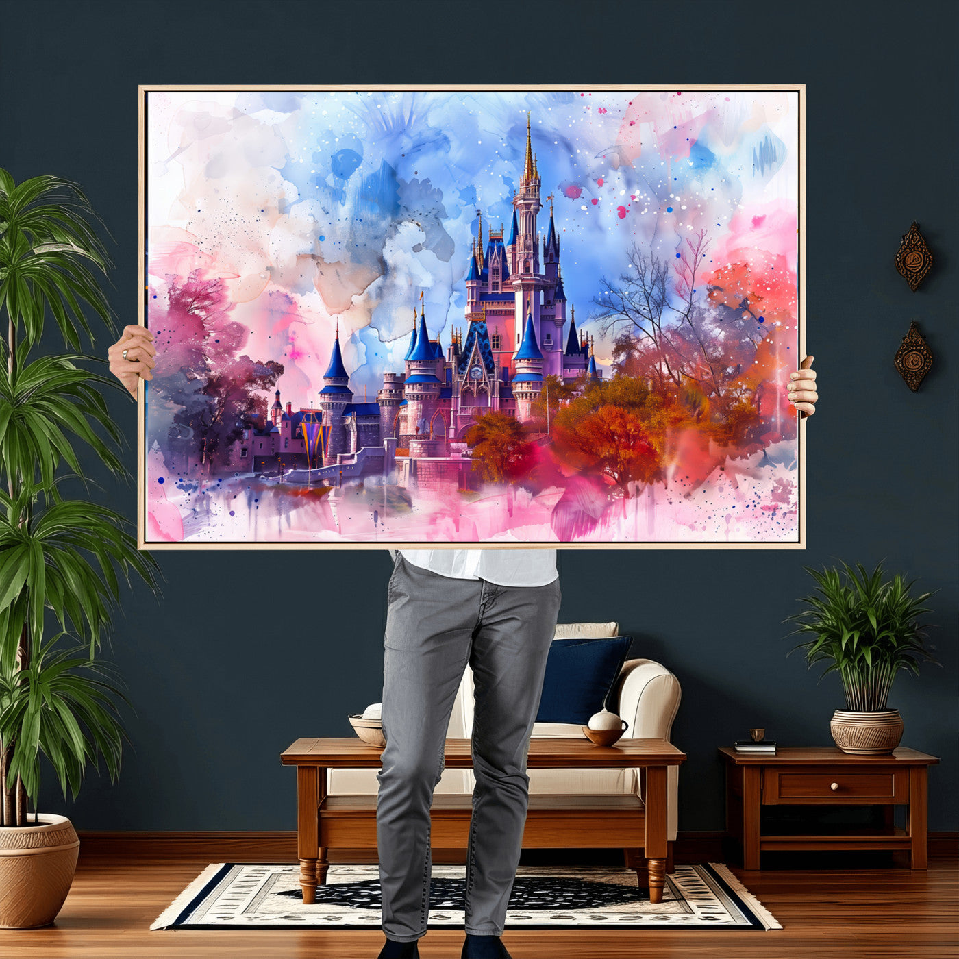 58662-MGV-CV-36X24 - Disney Wall Art: Dreamy Watercolor Cinderella Castle Canvas Print