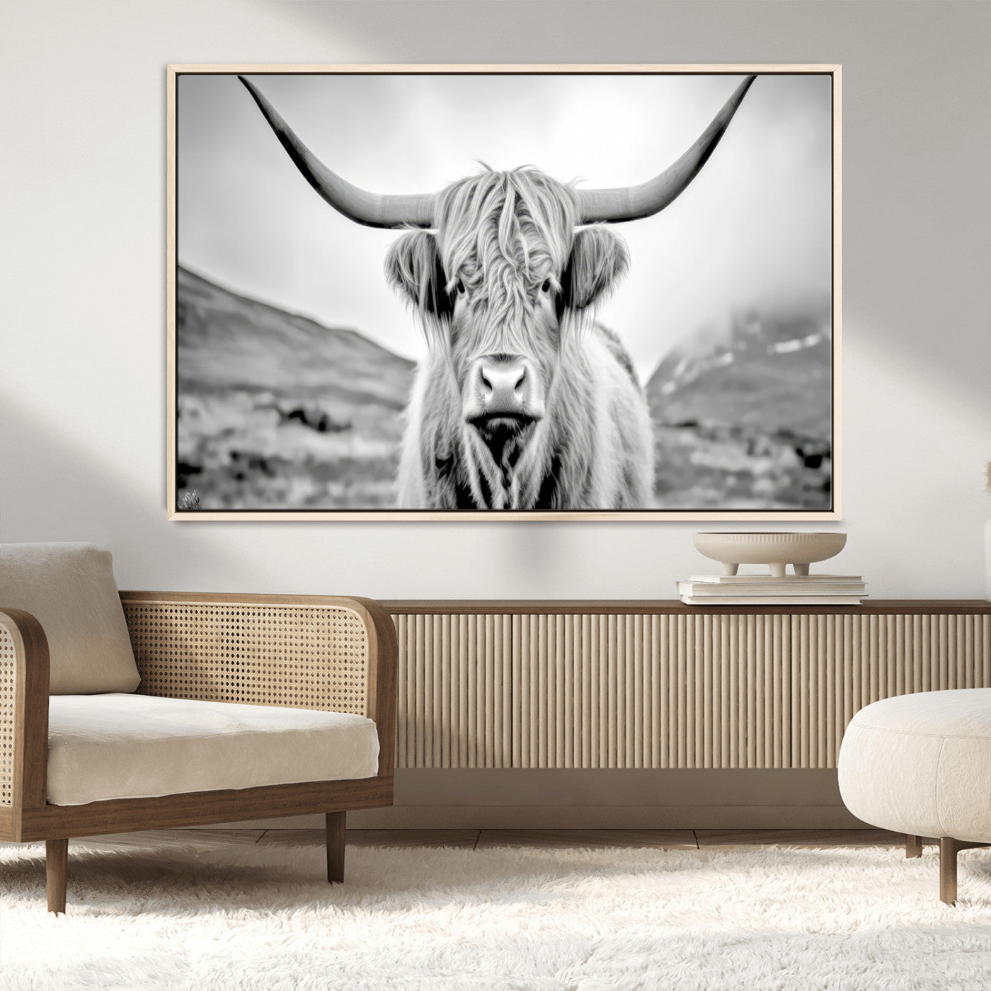 80564-MGV-FC-36X24_Natural-Scottish Cow Wall Art Canvas Print