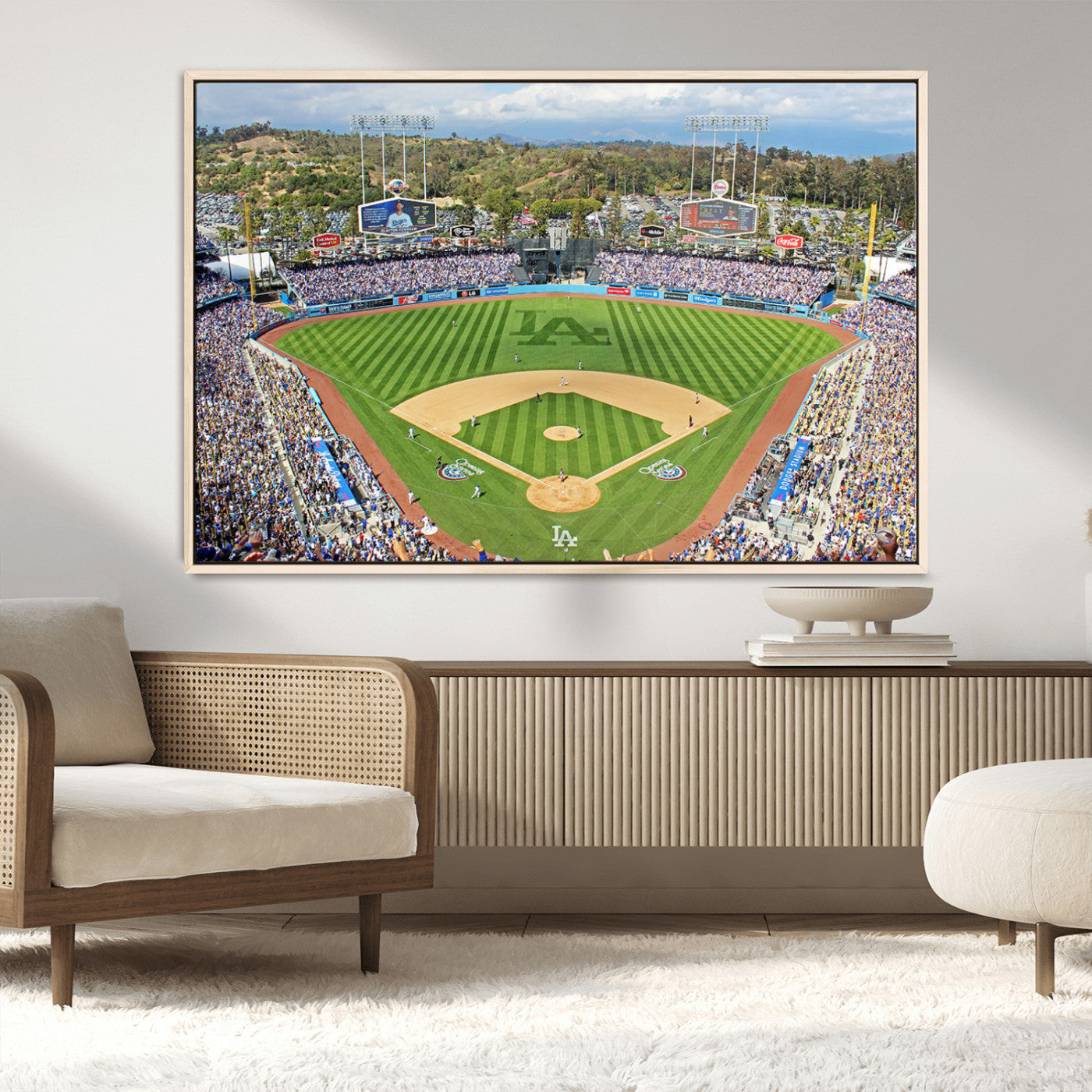 34760-MGV-FC-36X24_Natural-Citi Field Wall Art Print | 3-Panel New York Mets Baseball Stadium Canvas Print | Framed Sports