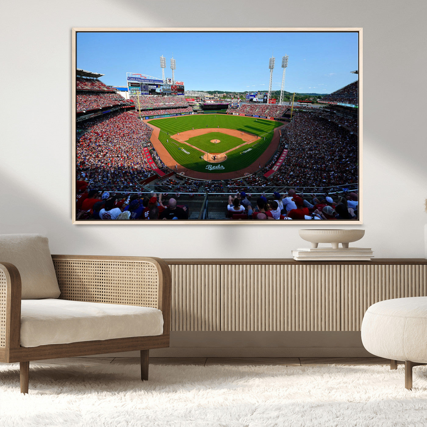 90998-MGV-CV-36X24-Cincinnati Reds Baseball Canvas Print - Great American Ball Park Stadium Wall Art Canvas Print