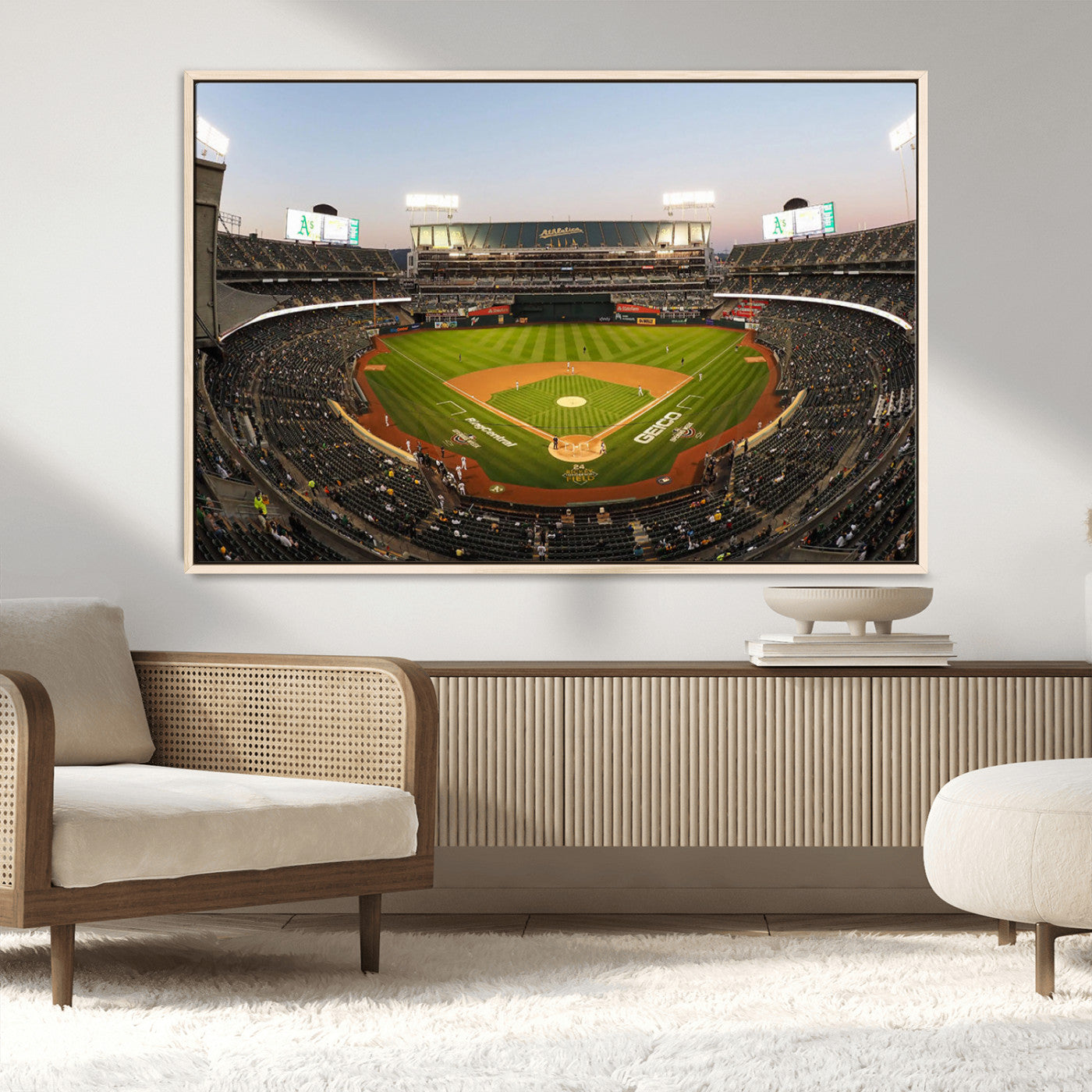 -Oakland Athletics Baseball Team Print - RingCentral Coliseum Stadium Wall Art Canvas Print