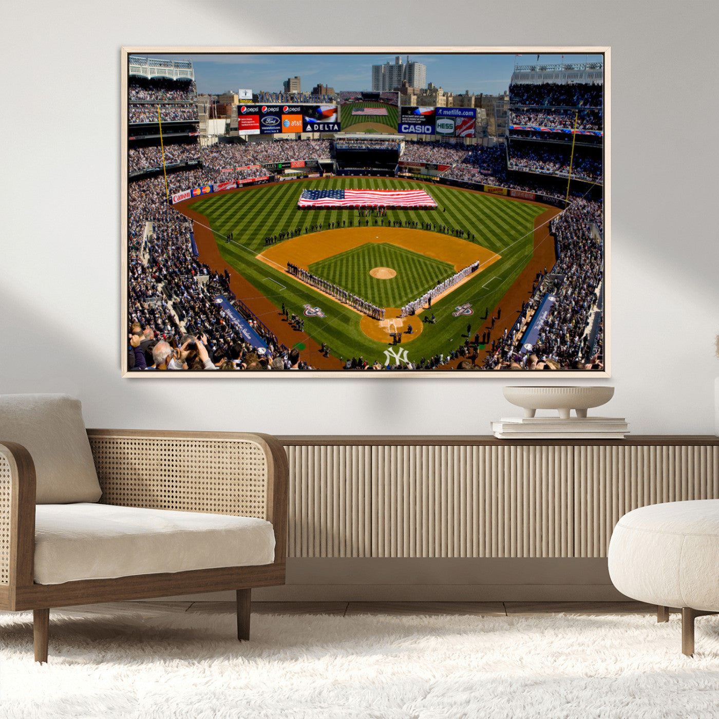 20879-MGV-CV-36X24-Yankee Stadium New York Wall Art Print | 3-Panel Canvas Print of Yankees Baseball Stadium | Large