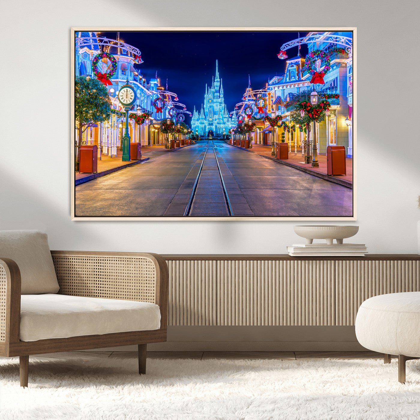 12470-MGV-CV-36X24-Disney Castle Wall Art – Large Magic Kingdom Canvas Artwork, Fairytale Design, Kids Room Christmas Decor for Home, Office