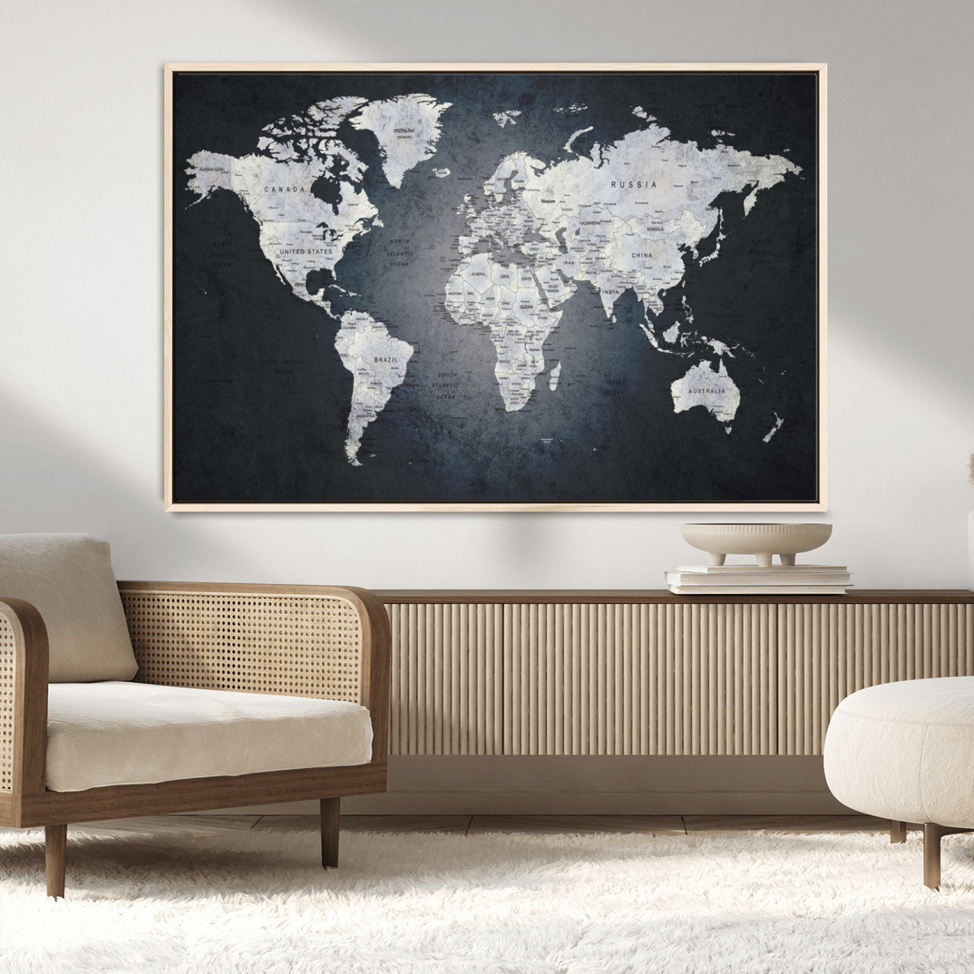 19124-MGV-CV-36X24-Push Pin World Map Canvas Print – Travel Tracker Wall Art for Couples, Perfect Anniversary Gift for Home or Office Decor