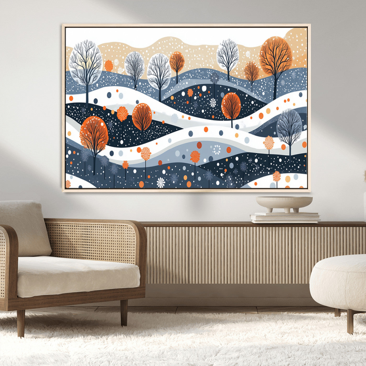 22651-MGV-CV-36X24-Abstract Winter Landscape Canvas Wall Art Print - Large Colorful Nature Wall Decor