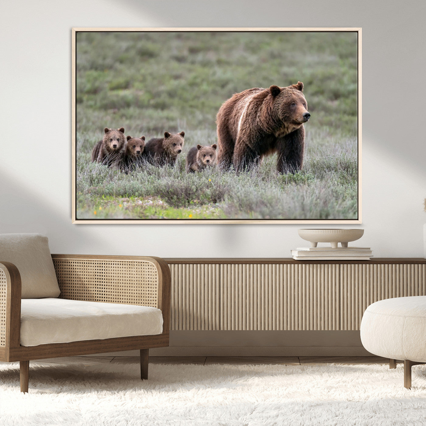 65087-MGV-CV-36X24-Wildlife Photography of 399 Grizzly Bear Cubs | Queen of the Tetons Canvas Wall Art Print