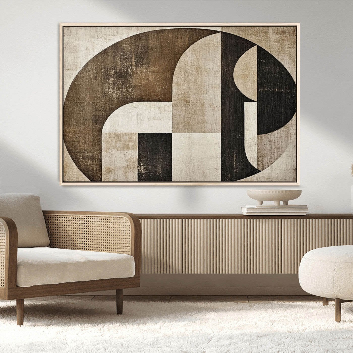 44796-MGV-CV-36X24-Wabi Sabi Abstract Wall Art | Geometric Modern Minimalist Canvas Print with Neutral Mid Century Art