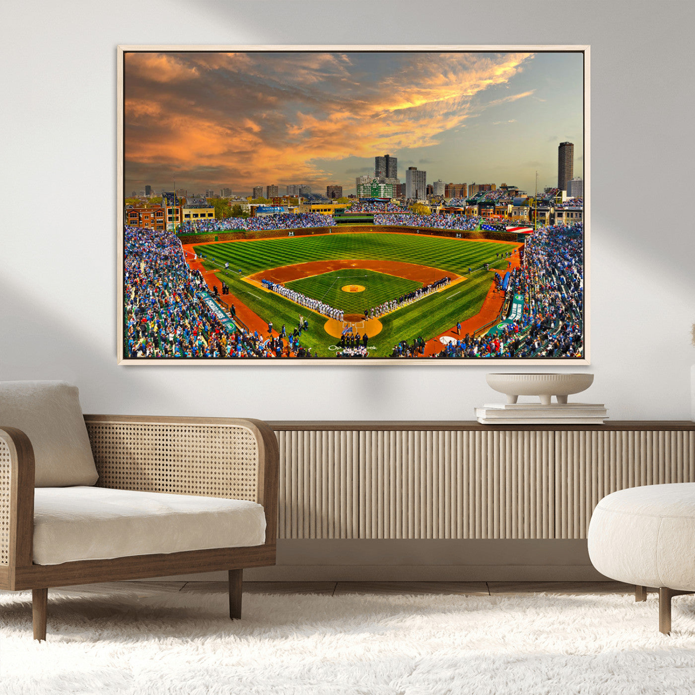 45635-MGV-CV-36X24-Chicago Wrigley Field Canvas Wall Art - Iconic Baseball Stadium Art Print - Wrigley Field Chicago