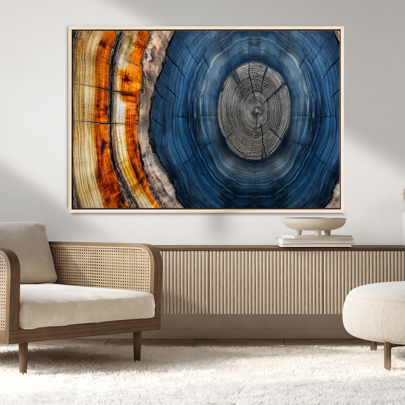 79754215-MGV-CV-36X24-Abstract Tree Rings Wall Art Canvas Print - Wood Grain Rings Artwork Print - Nature Woodland Modern