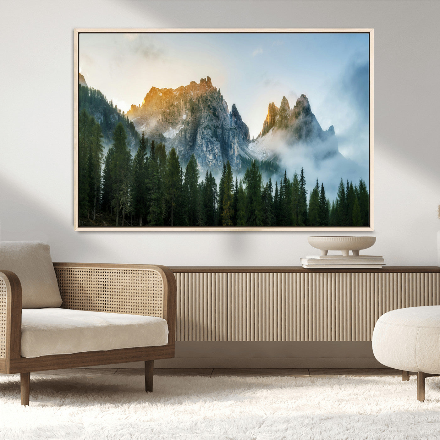 21145440-MGV-CV-36X24-Wilderness Wall Art Canvas Print – Misty Forest Nature Landscape Photography Rustic Scenic Artwork for Home, Office