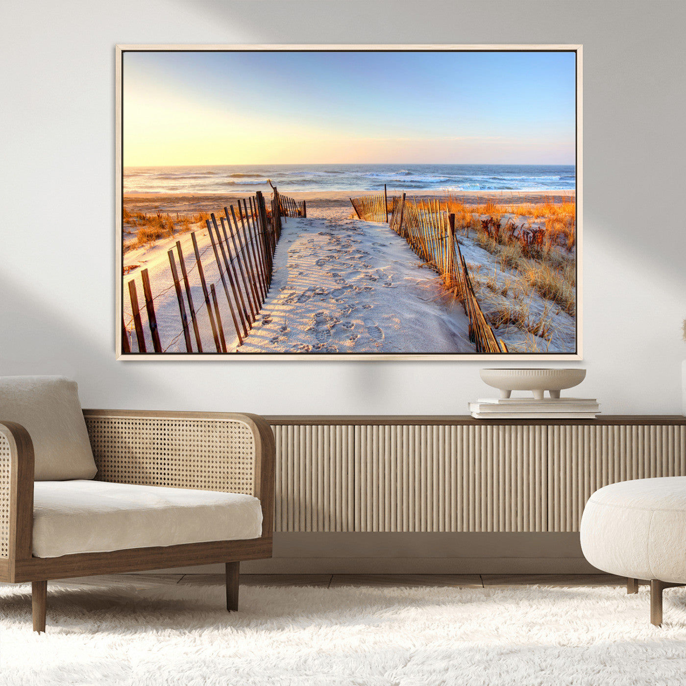 73351887-MGV-FC-36X24_Natural-Ocean Sunset Wall Art Canvas Print – Nautical Beach Photography Summer Coastal Serenity Artwork for Home, Office