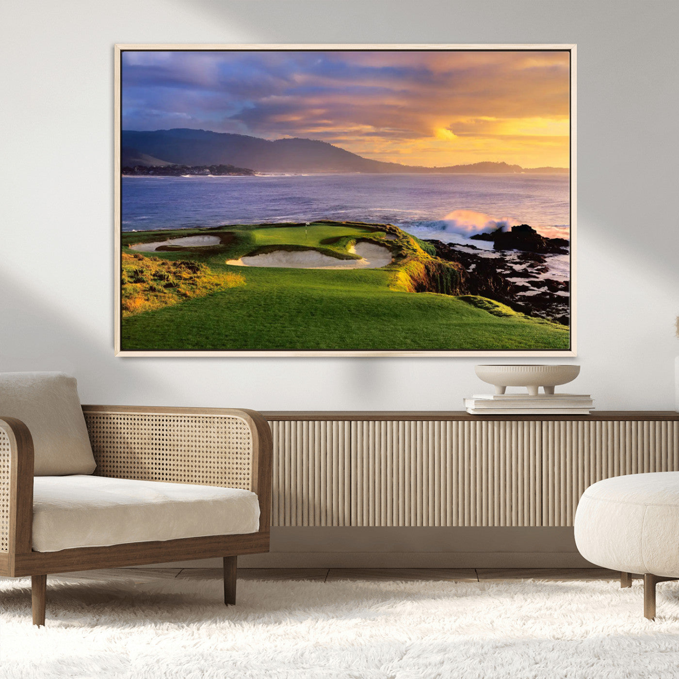 73699248-MGV-CV-36X24-Pebble Beach Golf Wall Art Canvas Print – Iconic Coastal Golf Course Artwork for Home, Office, Living Room