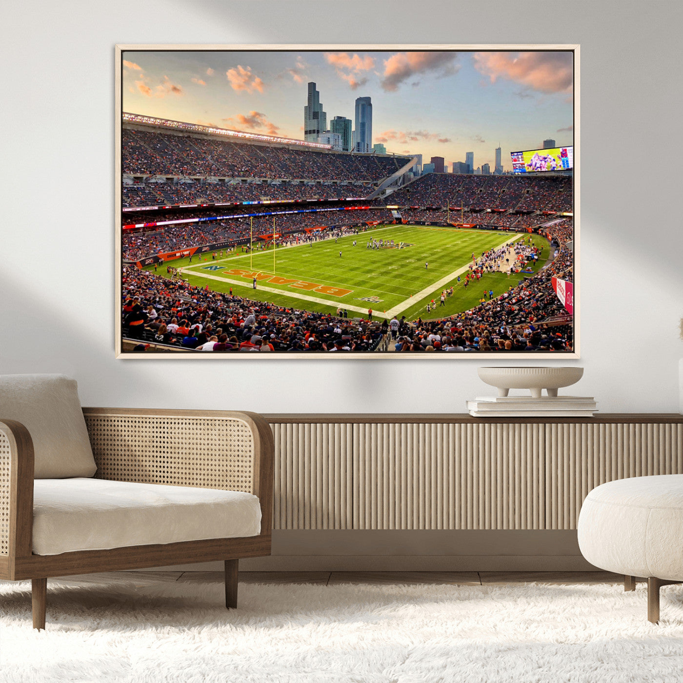 55377093-MGV-CV-36X24-Chicago Bears Soldiers Field Wall Art Canvas Print – Framed Football Stadium Artwork for Home, Office, Living Room