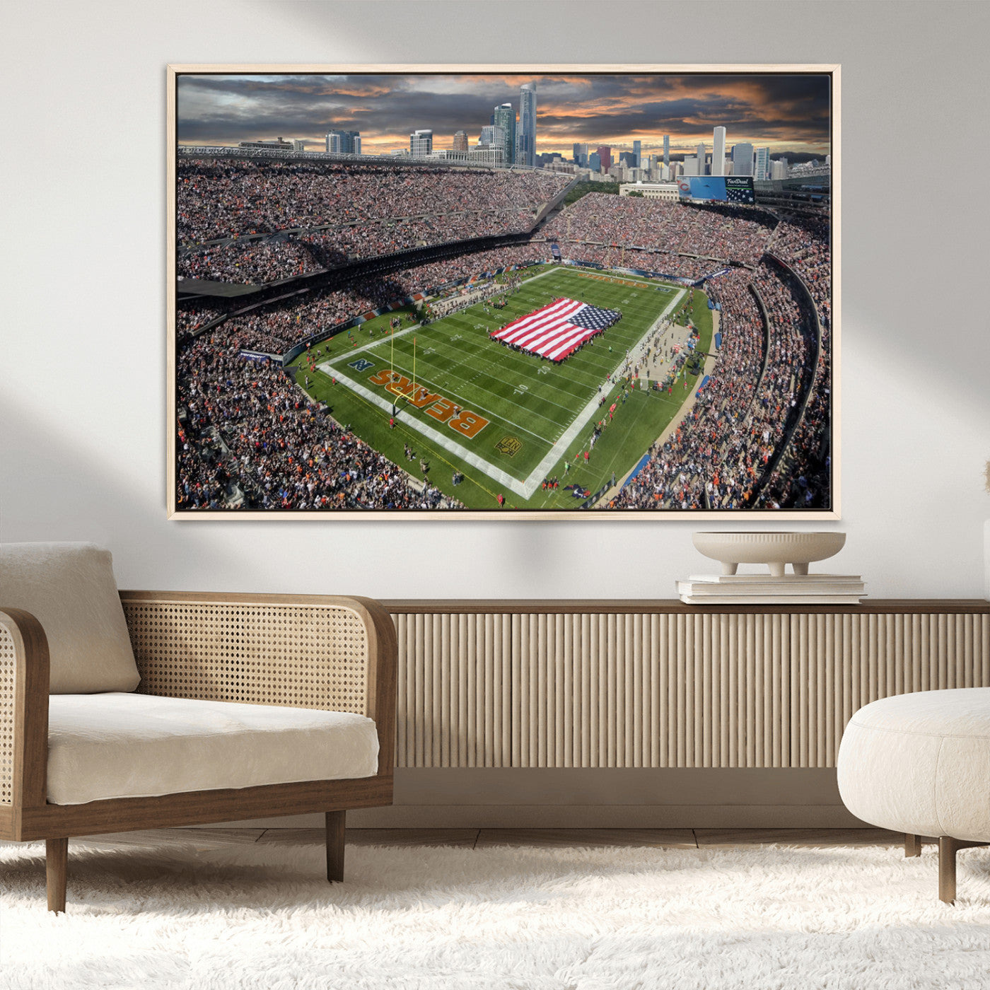 -Chicago Bears Soldiers Field Wall Art Canvas Print – Framed Football Stadium Artwork for Home, Office, Living Room