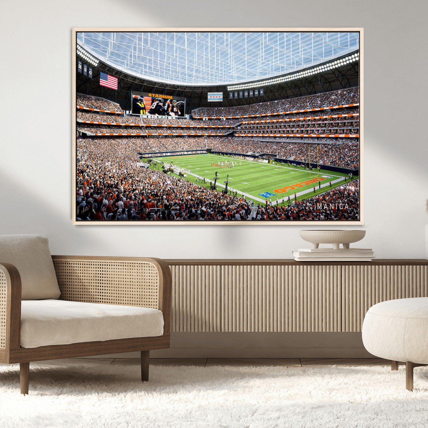 -Chicago Bears Soldiers Field Wall Art Canvas Print – Framed Football Stadium Artwork for Home, Office, Living Room