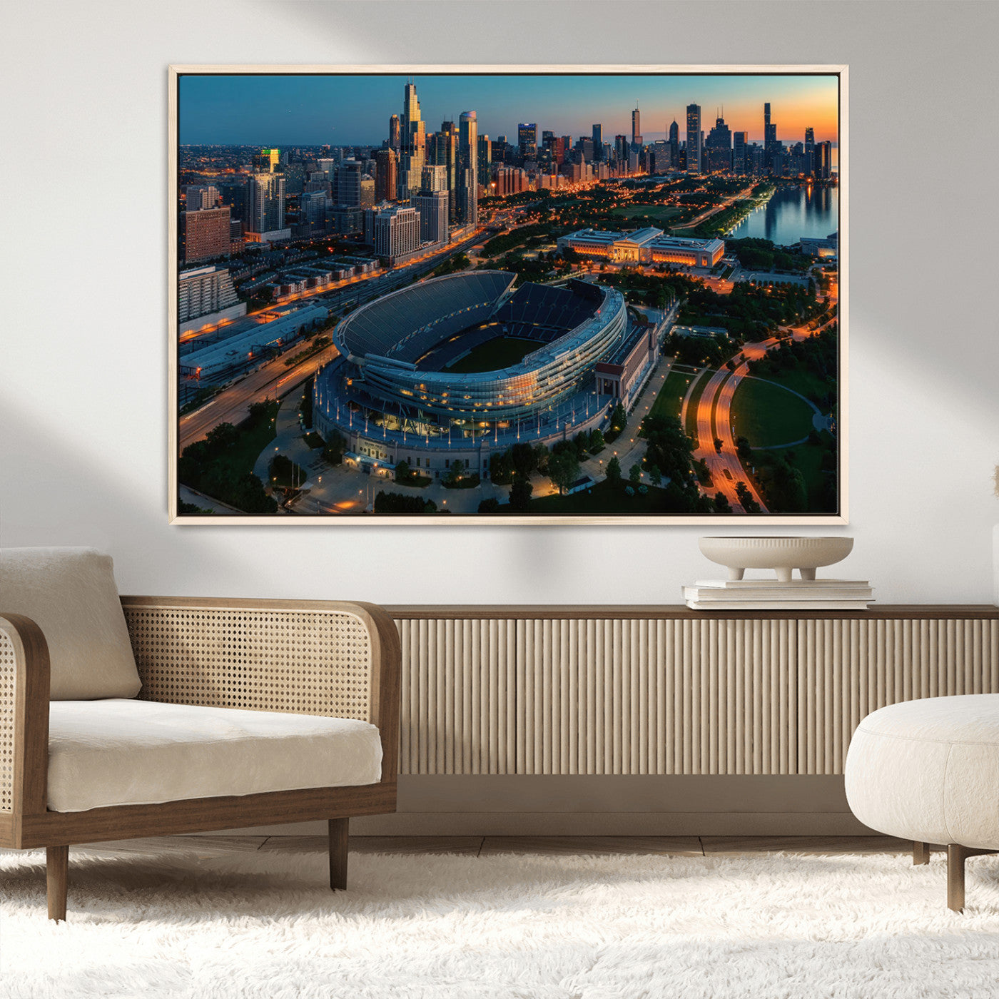 -Chicago Bears Soldiers Field Wall Art Canvas Print – Framed Football Stadium Artwork for Home, Office, Living Room