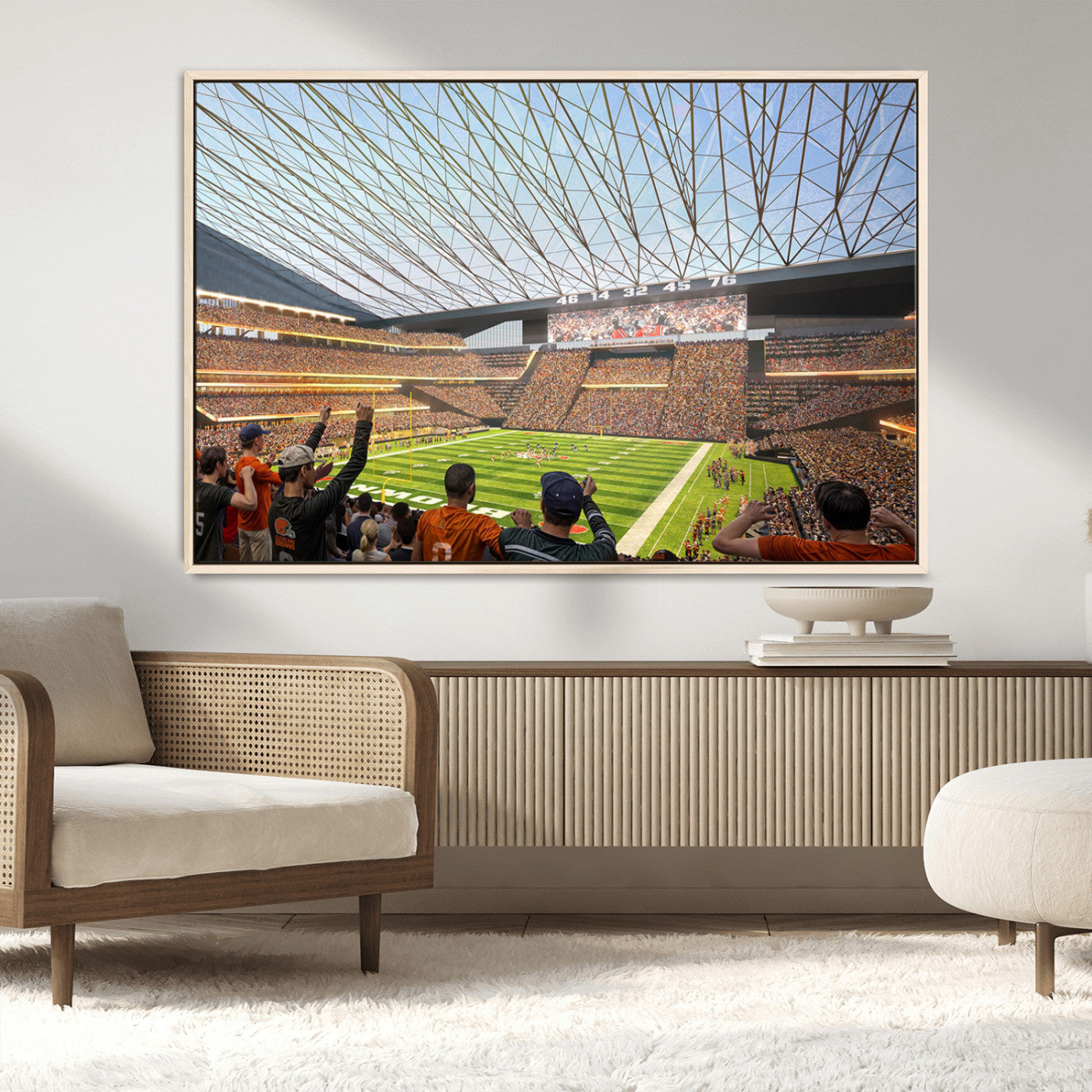 -Cleveland Browns Stadium Wall Art Canvas Print – Framed NFL Football Arena Artwork for Home, Office, Living Room
