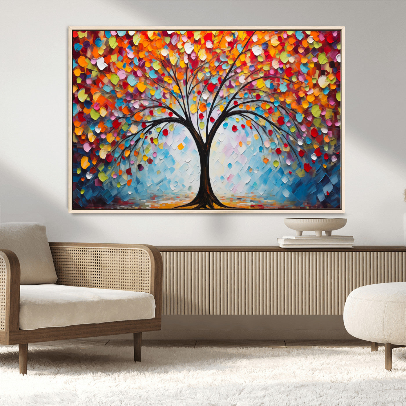 HS2447-MGV-CV-36X24-Vibrant Tree of Life Canvas Wall Art – Colorful Abstract Nature in Modern Decor - Ready to Hang
